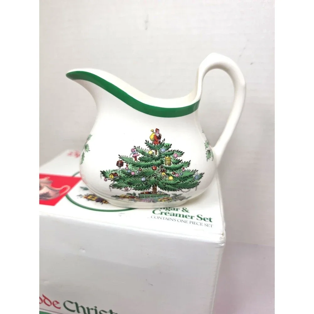 NIB Vintage Spode Christmas Tree Sugar & Creamer Set Made in England
